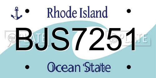BJS7251 Rhode Island License Plate