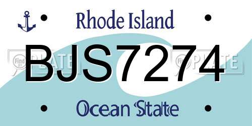 BJS7274 Rhode Island License Plate