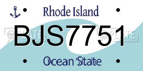 BJS7751 Rhode Island License Plate