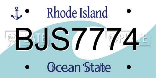 BJS7774 Rhode Island License Plate