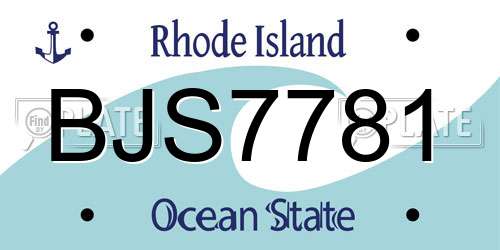 BJS7781 Rhode Island License Plate