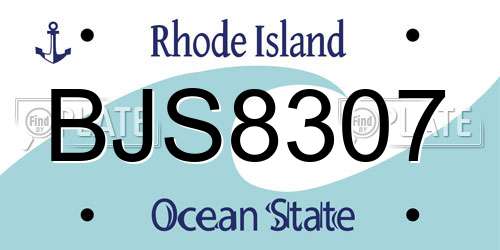 BJS8307 Rhode Island License Plate