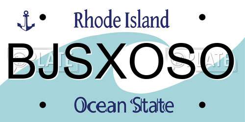 BJSXOSO Rhode Island License Plate