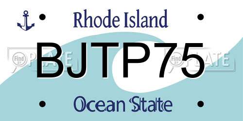 BJTP75 Rhode Island License Plate