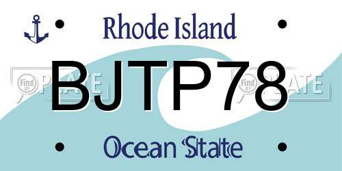 BJTP78 Rhode Island License Plate