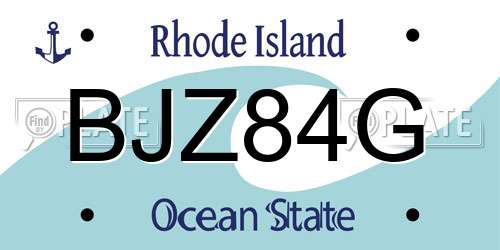 BJZ84G Rhode Island License Plate
