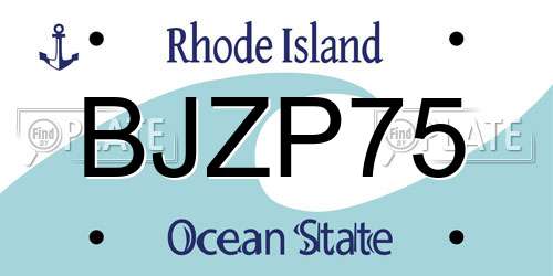 BJZP75 Rhode Island License Plate
