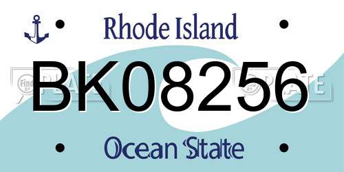 BK08256 Rhode Island License Plate