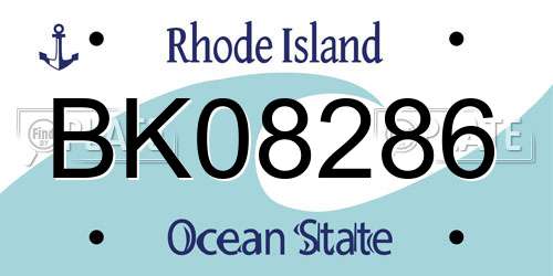 BK08286 Rhode Island License Plate