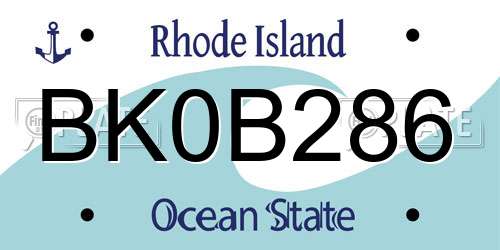 BK0B286 Rhode Island License Plate
