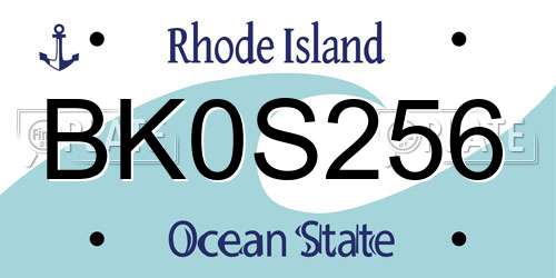 BK0S256 Rhode Island License Plate