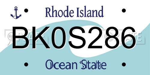 BK0S286 Rhode Island License Plate