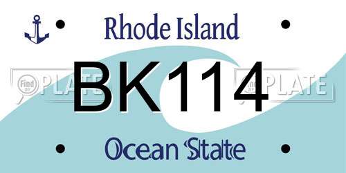 BK114 Rhode Island License Plate