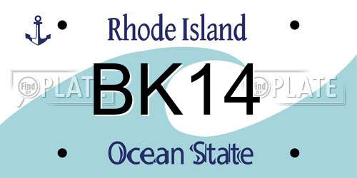 BK14 Rhode Island License Plate