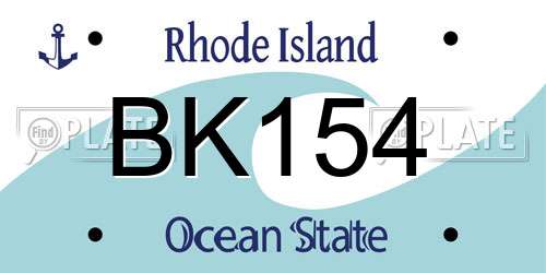 BK154 Rhode Island License Plate