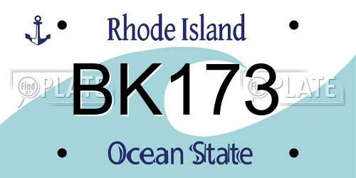 BK173 Rhode Island License Plate
