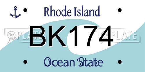 BK174 Rhode Island License Plate
