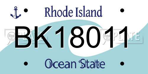 BK18011 Rhode Island License Plate