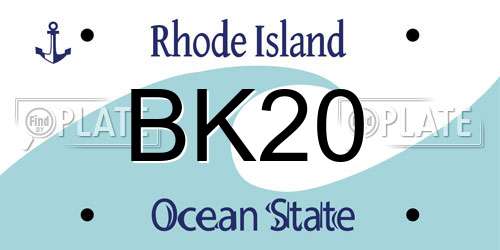 BK20 Rhode Island License Plate