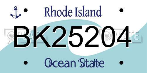 BK25204 Rhode Island License Plate