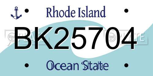 BK25704 Rhode Island License Plate