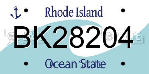 BK28204 Rhode Island License Plate