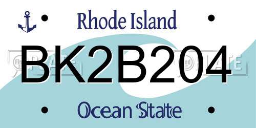 BK2B204 Rhode Island License Plate