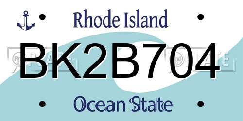 BK2B704 Rhode Island License Plate