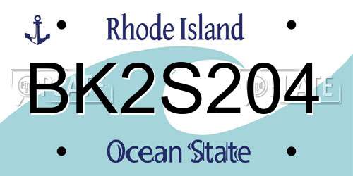 BK2S204 Rhode Island License Plate
