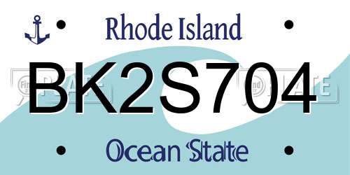 BK2S704 Rhode Island License Plate