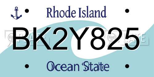 BK2Y825 Rhode Island License Plate