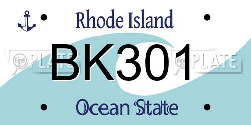 BK301 Rhode Island License Plate