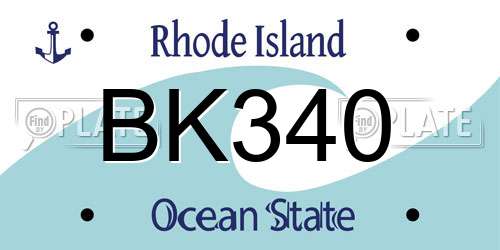 BK340 Rhode Island License Plate