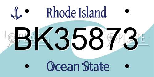 BK35873 Rhode Island License Plate