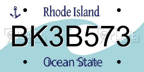 BK3B573 Rhode Island License Plate