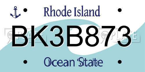 BK3B873 Rhode Island License Plate