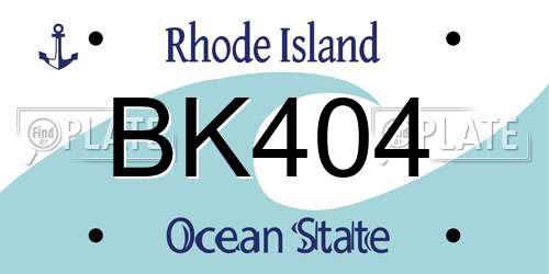 BK404 Rhode Island License Plate