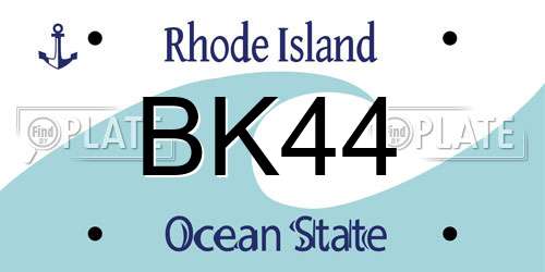 BK44 Rhode Island License Plate