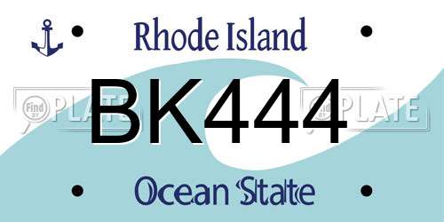 BK444 Rhode Island License Plate