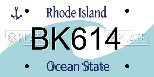 BK614 Rhode Island License Plate