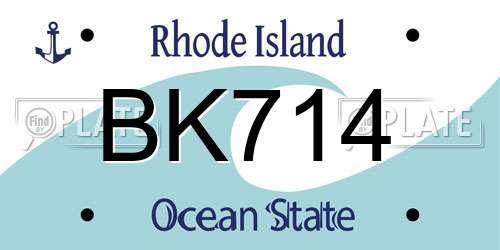 BK714 Rhode Island License Plate