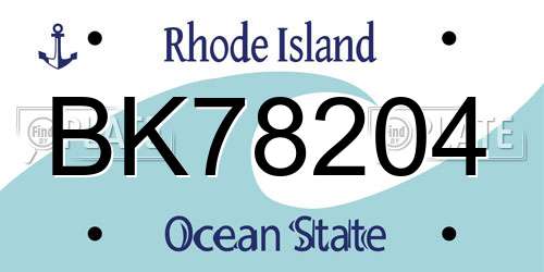BK78204 Rhode Island License Plate