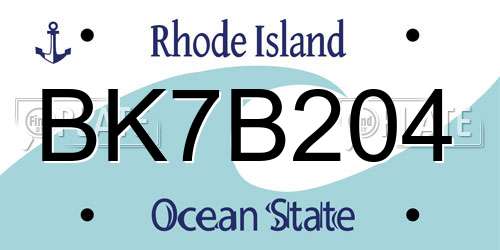 BK7B204 Rhode Island License Plate