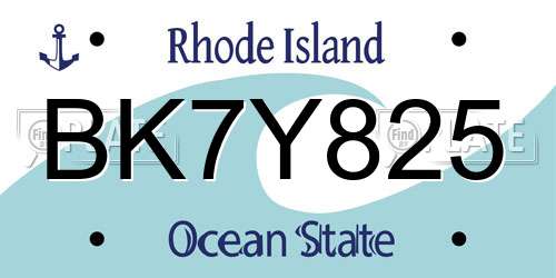 BK7Y825 Rhode Island License Plate
