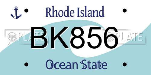 BK856 Rhode Island License Plate