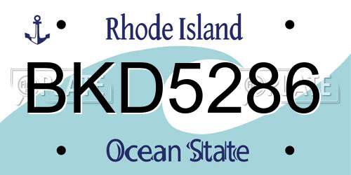 BKD5286 Rhode Island License Plate