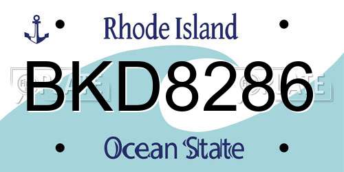 BKD8286 Rhode Island License Plate