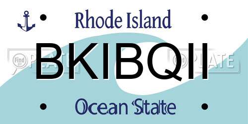 BKIBQII Rhode Island License Plate