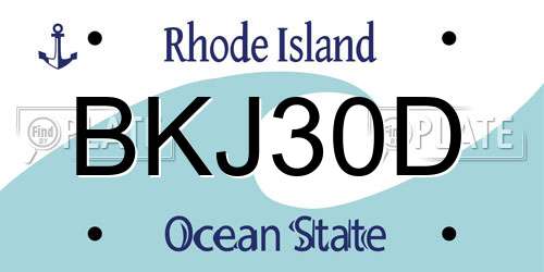 BKJ30D Rhode Island License Plate