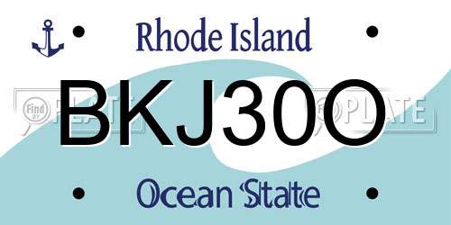 BKJ30O Rhode Island License Plate